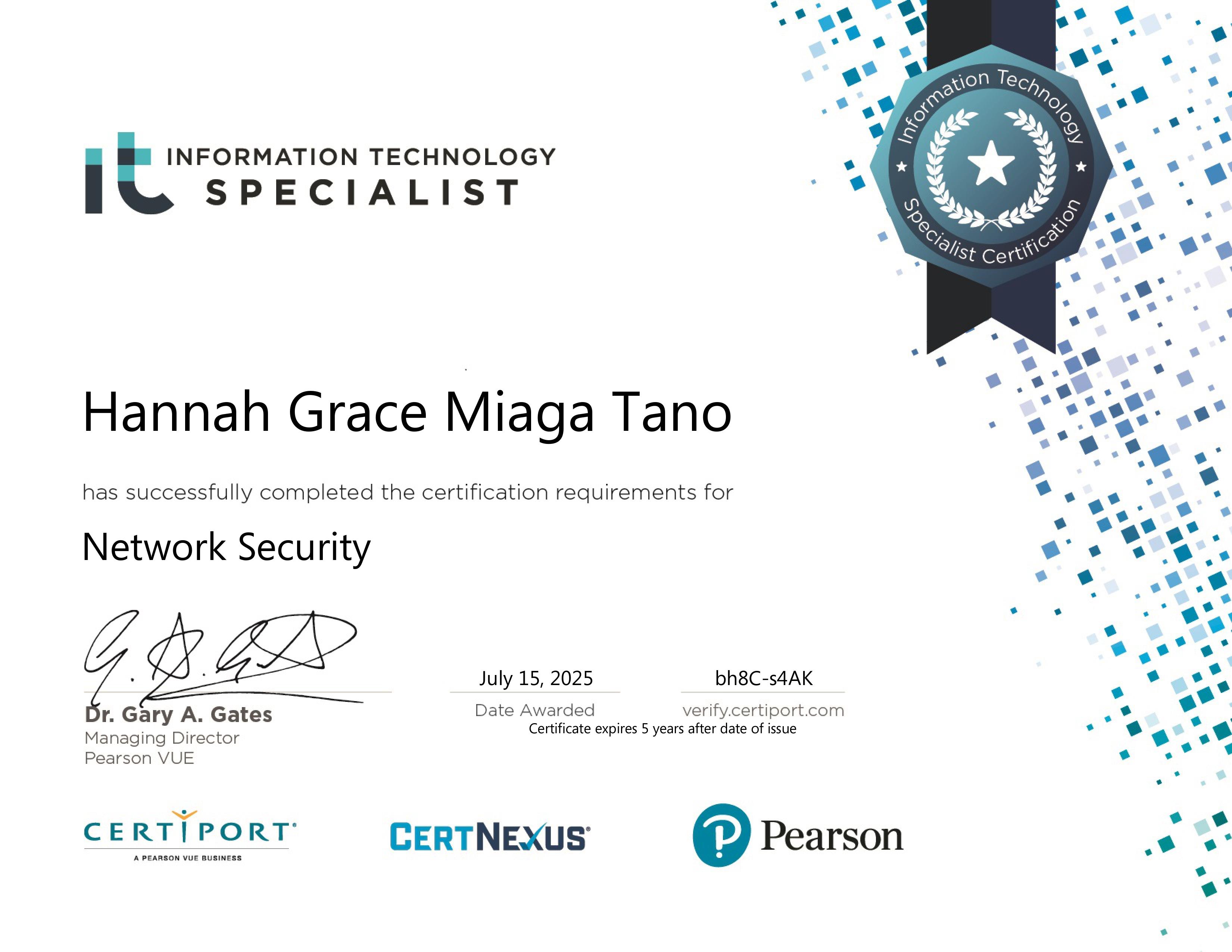 Information Technology Specialist in Network Security — Certiport