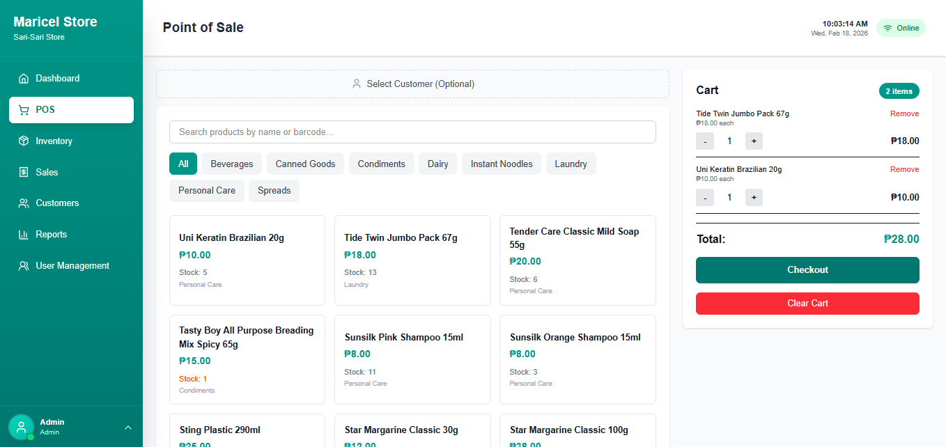 Sari-Sari Store Management System screenshot 1